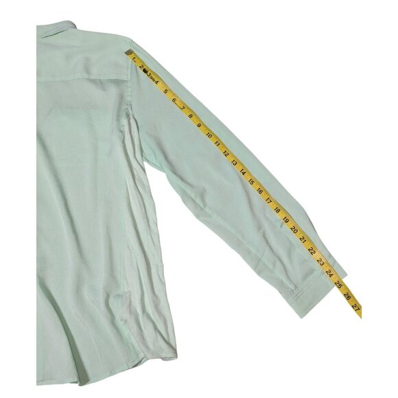 Calvin Klein Women's Mint Green Button-Up Blouse Roll Tab Sleeve Chest Pocket XL - Picture 10 of 12
